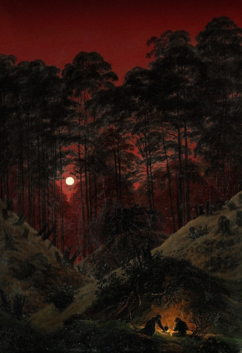 Caspar David Friedrich (German, 1774-1840) — Forest interior by moonlight.jpg